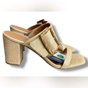 Universal Thread Bristol Beige Mule Heels Buckle Slip on open toe sandals